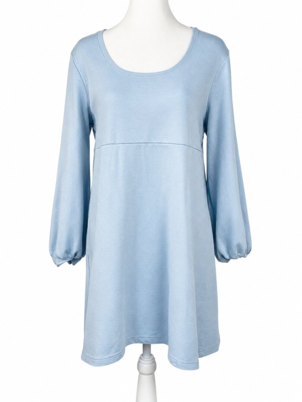 FREE ASSEMBLY Women's Pleated U Neck Mini Dress, Light Blue, Size Medium